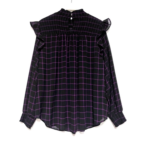 Torrid Crinkle Chiffon Smocked Neck Blouse SZ 3X Windowpane Whimsigoth Victorian - Picture 2 of 14